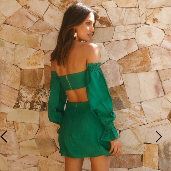 JOLIE MINI DRESS - PALM GREEN - Picture 2 of 6